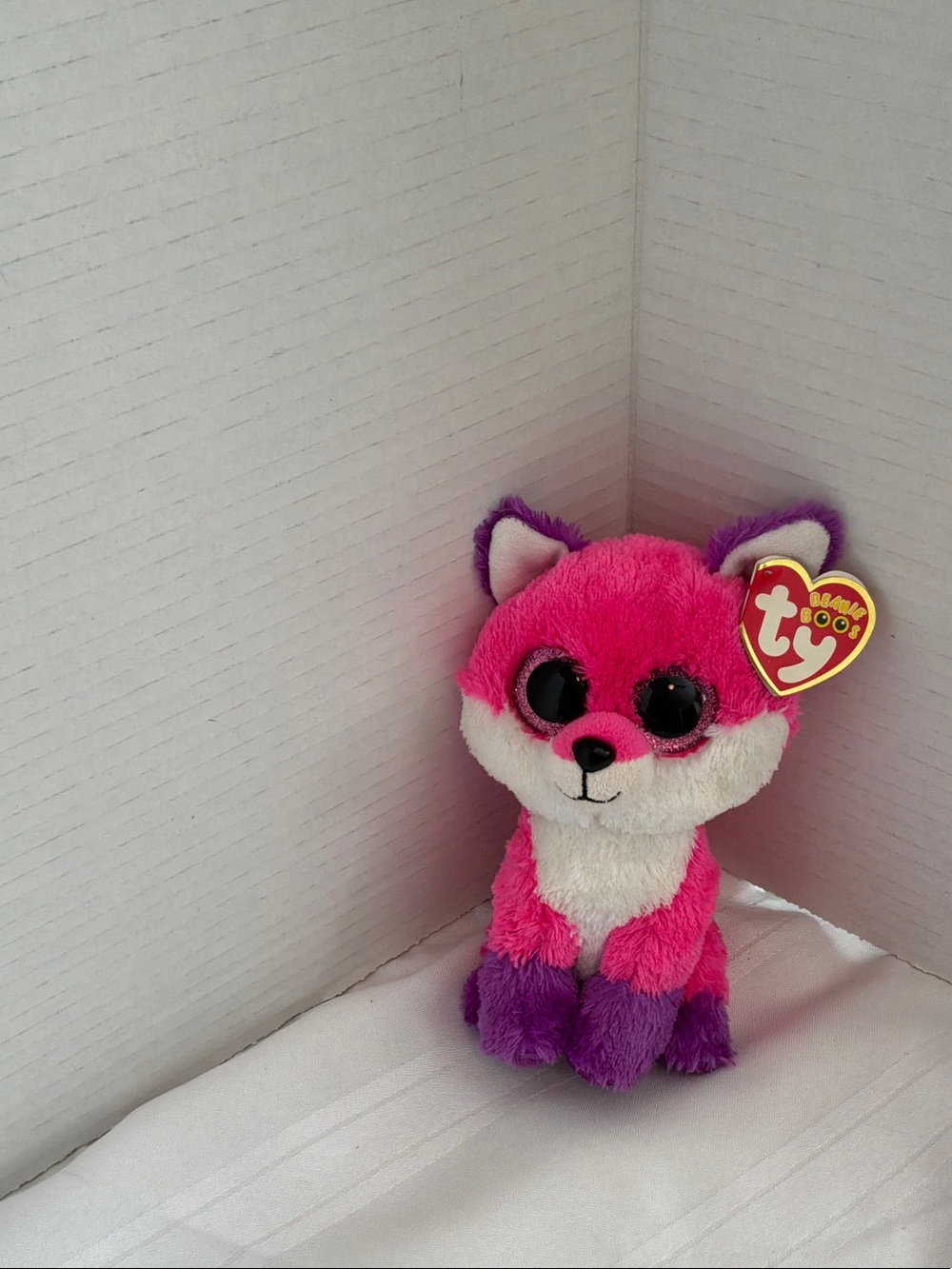 Ty Beanie Boo Hot Pink and Purple Plush Fox Claire’s Joey ear tag
